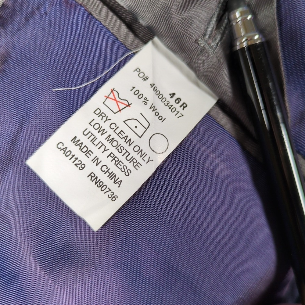 Tallia Mens 46R Wool Blazer Blue Windowpane Plaid Sport Coat Single Breasted - Picture 7 of 8